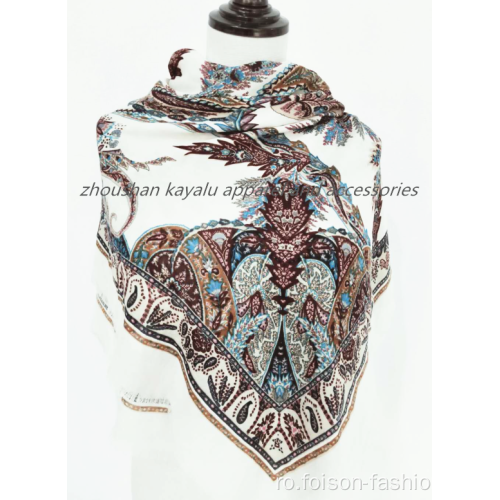 Eșarfă cu imprimeu din poliester Eșarfă pătrată de mătase Colorată